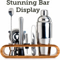 Amazon hot selling 10pcs bar tool set Cocktail Shaker Set with Stand,Perfect Bartender Kit for Bar,with diverse cocktail utensil